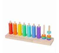 Yunhgft Color Sorting Rings Wooden Stacking Set Learning Toy Pegs Rainbow Circle Game for Children Developing Fine Motor Skills Suitable for Home Playroom Classroom