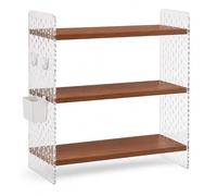 Yunhgft Desktop Organizer Shelf with Adjustable Shelves for Home Office & Students, Modern Minimalist Desk Organizer, Walnut, Three-layer, 60cm length