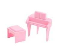 Yunhgft Dollhouse Piano, Miniature Fairy Garden, Micro Landscape, Musical Instrument with Bench, Pink