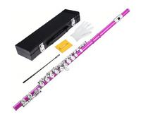 Yunhgft Flute 16 Key C Flute Cupronickel Body Offset Key Design Comfortable Grip Consistent Sound Suitable for Adult Beginners School Bands Performance Classroom Training, Rose Red