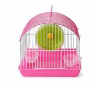 Yunhgft Hamster Cage, Hamster House Metal and, Hamster Carrier Portable Habitat, Villa Design for Hamster Owners, Round Top 6# Pink, 22x16x20CM