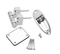 Yunhgft Neck Reinforcement Plate for Electric Guitar, 4 Holes, Made of Thick Rectangular Metal, with Screws, for Joining The Neck, silver