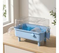 Yunhgft Small Hamster Cage, 2 Layer Transparent Hamster Travel Cage for Small Animals, Portable Hamster Carrier, Blue, Blue, Thin (32cm Large)