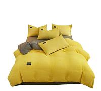 YUNHOME Bed Sheet Keep Warmfleece Bedding Sheet Quilt Cover Winter Double-Sided Velvet Thick Warm Magic Velvet 4 Piece Set Of Solid Color Tioawen Filael Milk Velvet-Yellow_1.8M Bed (2.0M Duvet Cover)