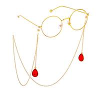 YUNHOME Glasses Chain Sunglasses Chain Spectacles Cord Eyeglass Chain Non-Slip Accessories, Metal Glasses Rope, Gold Droplets, Pendants, Glasses Chain, Fashion Accessories-Red