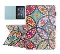 YUNHOTIC Universal Case for 10 Inch Tablet, Multi-Angle Viewing Stand Case for 9.5-10.5 Inch Tablet, Premium PU Leather Folding Stand Cover with Pen Holder & Multiple Angles Stand - Kaleidoscope