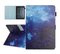 YUNHOTIC Universal Case for 10 Inch Tablet, Multi-Angle Viewing Stand Case for 9.5-10.5 Inch Tablet, Premium PU Leather Folding Stand Cover with Pen Holder & Multiple Angles Stand - Starry Sky