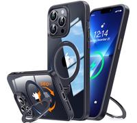 YUNHUASM [360° Rotatable Stand Magnetic Ring for iPhone 13 Pro Max Case[Compatible with MagSafe][ Ultra-Clear Back] Military Drop Protection, Secure Grip, TPU Bumper Slim Cover with Kickstand-Black