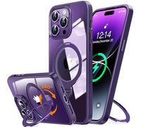 YUNHUASM [360° Rotatable Stand Magnetic Ring for iPhone 14 Pro Case[Compatible with MagSafe][ Ultra-Clear Back] Military Drop Protection, Secure Grip, TPU Bumper Slim Cover with Kickstand-Purple