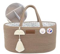 Yunioo Nappy Caddy Organiser, Baby Caddy, Portable Diaper Changing Bag, Nursery Storage Basket with Sturdy Handles, Removable Dividers, Ideal for Baby Shower Gifts & Newborn Essentials