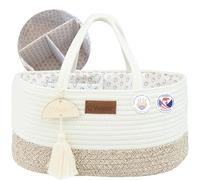 Yunioo Nappy Caddy Organiser, Baby Caddy, Portable Diaper Changing Bag, Nursery Storage Basket with Sturdy Handles, Removable Dividers, Ideal for Baby Shower Gifts & Newborn Essentials