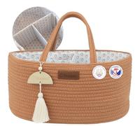 Yunioo Nappy Caddy Organiser for Baby Essentials for Newborn, Diaper Changing Bag, Baby Shower Gifts Basket, Diaper Caddy for Changing Table and Changing Mat, Toy Storage Basket - Brick