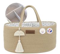 Yunioo Nappy Caddy Organiser for Baby Essentials for Newborn, Diaper Changing Bag, Baby Shower Gifts Basket, Diaper Caddy for Changing Table and Changing Mat, Toy Storage Basket - Cream
