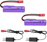YUNIQUE GREEN-CLEAN-POWER 2 x 3.7V 1000mAh Li-ion Batteries with JST-2P Connector + USB Charger - Compatible with Huina 1337 1338 1516 1517 RC Construction Vehicles
