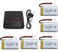 YUNIQUE GREEN-CLEAN-POWER - 5 x LiPo Batteries 3.7V 800mAh with USB Charger 5 in 1 | Compatible with MJX X708W X709, UDI U45 U45W U42 U42W, Syma X5C X5SC X5SW, H5C, E32HW and RC Drones