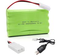 YUNIQUE GREEN-CLEAN-POWER - AA Rechargeable Battery 9.6 V 2800 mAh with Tamiya Connector and USB Charging Cable - Ideal for Car, Truck, Tank and RC Boats - High Capacity Battery for RC