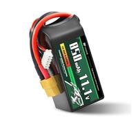 YUNIQUE GREEN-CLEAN-POWER Lipo 3 Cell Battery 11.1 V 850 mAh 80C with XT30 Connector, Silicone Cable and Soft Shell - Dimensions 59 x 30 x 23 mm, Weight 77 g - High Power for RC Models