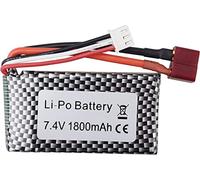 YUNIQUE GREEN-CLEAN-POWER - Lithium Battery 7.4V 1800mAh T-Plug | Compatible with WLTOYS A959-B A969-B A979-B K929-B 144001 | Extended Performance for RC Off-Road, Silver