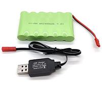 YUNIQUE GREEN-CLEAN-POWER - Rechargeable Battery 7.2V 2400mAh Ni-MH AA for RC Vehicles | Compatible with WLtoys K989, DJI Tello | High Capacity, Long Life | USB Cable Included, Green