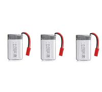 YUNIQUE GREEN-CLEAN-POWER - Set of 3 Rechargeable Lipo Batteries 750mAh 3.7V | Compatible with MJX X300C X400 X800, RC Drones | Dimensions 45x24x8mm, Weight 16g, Silver