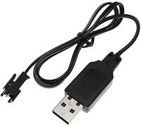 YUNIQUE GREEN-CLEAN-POWER - USB Charger Cable SM-2P 250mAh for RC Cars, Ni-Mh 4.8V | Fast Charging, Playtime Over 18 Min | Suitable for Drones, Radio Cars, Black, Plastic