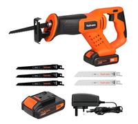 Yunirvana 20V Cordless Reciprocating Saw, 0-3000 SPM Variable Speed, Tool-Free Blade Change, Includes 3 Wood Blades & 2 Metal Blades, with 2000mAh Battery & Fast Charger