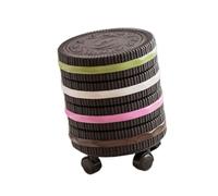 YunJove Biscuit-Shaped Trash Can with Wheels, Cute Large Capacity Trash Can, Ideal for The Office, Student Room, Kitchen, Etc, Mixed