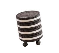 YunJove Biscuit-Shaped Trash Can with Wheels, Cute Large Capacity Trash Can, Ideal for The Office, Student Room, Kitchen, Etc, Black White