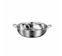 YunJove Compartment Cookware Stainless Steel Cooking Pot Soup Divider Hot Pot Thickened Surface Ergonomic Handle Compatibility, Mandarin Duck Hot Pot, 36cm, 5-8 Person Capacity