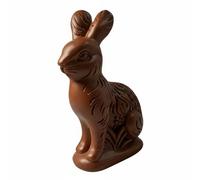 YunJove Easter Figurine Statue Bunny Ornament Resin Decorative Sculpture 3D Carved Detailing Suitable for Home Decoration Console Table Entryway, Sitting Chocolate Rabbit Figurine