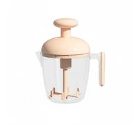 YunJove Egg Beater Semi Automatic Manual Hand Push Kitchen Utensil Whisk with Comfortable Stable Handle Built in Strain Spout Suitable for Whipping Eggs, Pink