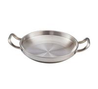 YunJove Flat Bottom Pan Single Bottom Construction Stainless Steel Skillet with Stable Handles for Paella and Fried Noodles Suitable for Home Cooking, 28CM