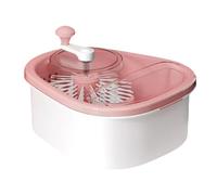 YunJove Fruit Strainer with Brush Drain Basket Large Anti-slip Base Self-draining Crank Design Easy to Clean Multi-use, pink