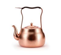 YunJove Heating Vessel Copper Kettle Water Pot Tea Kettle Teapot with Rustic Hammered Texture and Timeless Look Suitable for Gas top Boiling Social Hosting countertop, 5L, Original Color