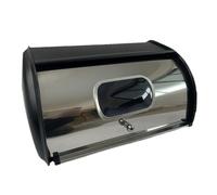 YunJove Metal Bread Box, Bread Bin with Roll-Up Lid, Bread Storage Container, Kitchen Holder, Counter, Bar, Home, Black