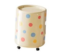 YunJove Waste Bin with Wheels, Multi-functional Storage Lid, Made of PP, Modern Polka Dot Design And Construction, Suitable for The Bathroom, Colorful