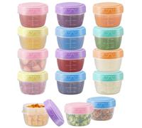 YunJoyous 12PCS Mini Stackable Food Storage Containers with Screw on Lids 80ml Small Food Containers Sauce Pots with Lids Reusable Food Storage Jars with Scale Dishwasher & Microwave & Freezer Safe