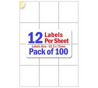 YUNJU 12 Address Labels Per A4 Sheet, 100 Sheets 1200 Addresss Label, Self Adhesive Mailing Printer Shipping Label for Inkjet and Laser Printers, Printable Sticky Sheet Sticker