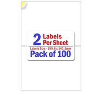 YUNJU 2 Address Labels Per A4 Sheet, 100 Sheets 200 Labels, Self Adhesive Mailing Printer Shipping Label Compatible for Inkjet and Laser Printers, Printable Sticky Sheet Sticker
