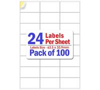 YUNJU 24 Address Labels Per A4 Sheet, 100 Sheets 2400 Addresss Label, Self Adhesive Mailing Printer Shipping Label for Inkjet and Laser Printers, Printable Sticky Sheet Sticker