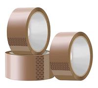 YUNJU 3 Rolls General Purpose Packaging Tape - 3 Roll x Brown Tape 48mm x 66m (Brown)