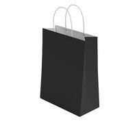 YUNJU 5 Pcs Small Black Paper Party Bags with Handles, 18x22x8cm, Perfect for Birthdays, Baby Showers, Weddings, Christmas and More
