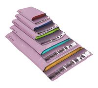 YUNJU 50 Mixed Size Pink Mailing Bags, Self Seal Strong Waterproof Poly Plastic Envelopes for Parcels, Packaging, Small, Medium, Large Mail, Shipping Courier Delivery Bags 5 Sizes, Baby Pink