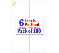 YUNJU 6 Address Labels Per A4 Sheet, 100 Sheets 600 Addresss Label, Self Adhesive Mailing Printer Shipping Label for Inkjet and Laser Printers, Printable Sticky Sheet Sticker