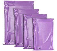 YUNJU 60 Mixed Mailing Postal Self-Seal Closure Plastic Bags - Envelopes for Posting Clothes, Postal, Packaging, Shipping Bags - Tempered Proof, Secure Medium Postage Bags - Mixed Sizes - Purple