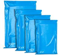 YUNJU 60 Mixed Mailing Postal Self-Seal Closure Plastic Bags - Envelopes for Posting Clothes, Postal, Packaging, Shipping Bags - Tempered Proof, Secure Medium Postage Bags - Mixed Sizes - Blue