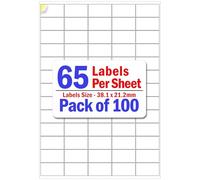 YUNJU 65 Address Labels Per A4 Sheet, 100 Sheets 6500 Addresss Label, Self Adhesive Mailing Printer Shipping Label for Inkjet and Laser Printers, Printable Sticky Sheet Sticker