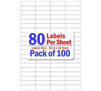 YUNJU 80 Address Labels Per A4 Sheet, 100 Sheets 8000 Addresss Label, Self Adhesive Mailing Printer Shipping Label for Inkjet and Laser Printers, Printable Sticky Sheet Sticker