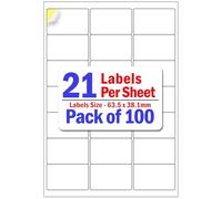 YUNJU 84 Address Labels Per A4 Sheet, 100 Sheets 2100 Addresss Label, Self Adhesive Mailing Printer Shipping Label for Inkjet and Laser Printers, Printable Sticky Sheet Sticker