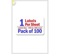YUNJU A4 Address Labels 1 Per Sheet, 100 Sheets 100 Labels, Self Adhesive Mailing Printer Shipping Label Compatible for Inkjet and Laser Printers, Printable Sticky Sheet Sticker